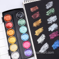 artist Metallic solid watercolor portable paint Set